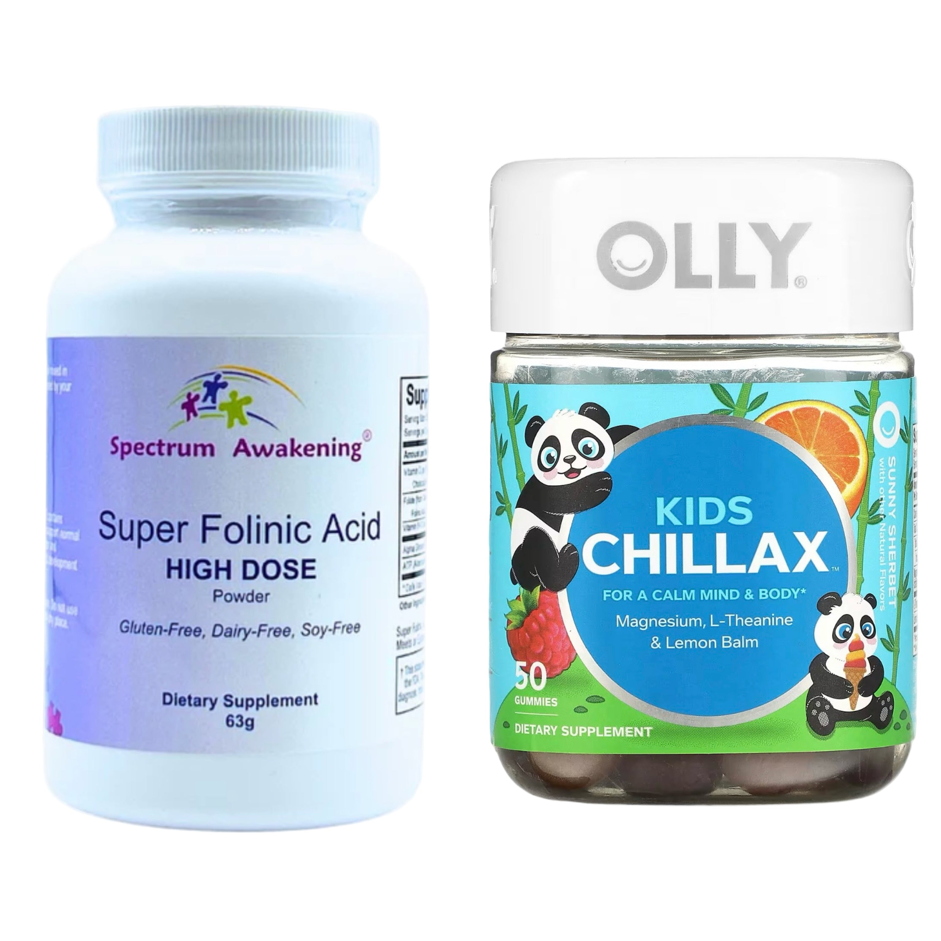 Spectrum Awakening Super Folinic Acid HIGH DOSE Plus OLLY Kids Chillax, Sunny Sherbet, 50 Gummies BUNDLE-£109.99
