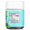 Supplement facts label on a jar of gummy bears with a blue label and white lid.