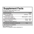 Supplement facts label with detailed nutritional information on a white background