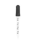 Graduated dropper with black cap on a white background